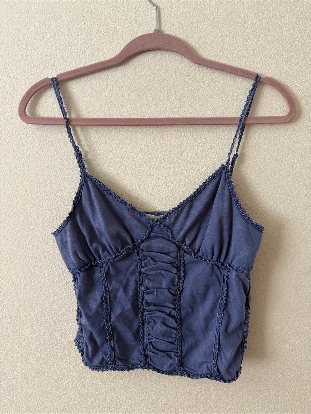 Full Tilt Indigo Ruched Cami Crop Top